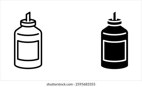 Chili sauce icon set. Hot Spicy Chili Pepper Sauce simple line vector icon, vector illustration on white background