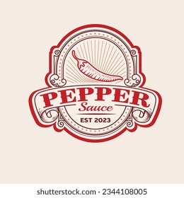 Chili sauce logo vintage, retro, classic