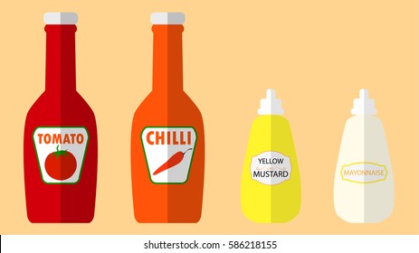 chili sauce,tomato sauce,mustard mayonnaise