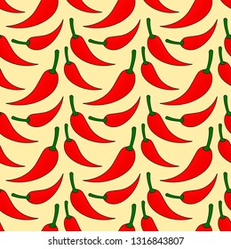 Chili seamless pattern with yellow background