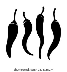 Chili silhouette with a white background. For graphic designer logos and web pages. Vector illustration.