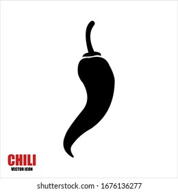 Chili silhouette with a white background. For graphic designer logos and web pages. Vector illustration.