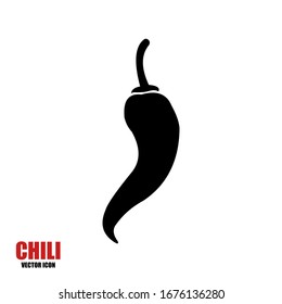 Chili silhouette with a white background. For graphic designer logos and web pages. Vector illustration.