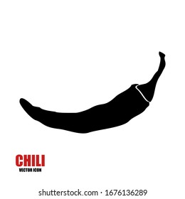 Chili silhouette with a white background. For graphic designer logos and web pages. Vector illustration.