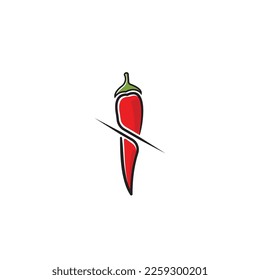 Chili Slash Logo Vector Simple.