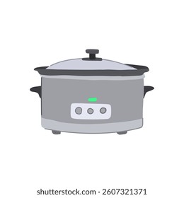 chili slow cooker cartoon. roast chicken, pork vegetables, potatoes rice chili slow cooker sign. isolated symbol vector illustration