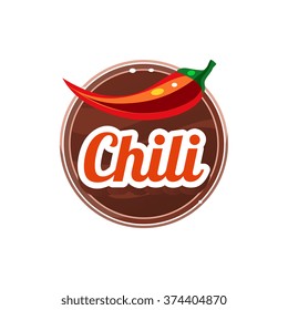 Chili Spice. Decorative Vector Illustration Stickers with wooden texture and names of spices