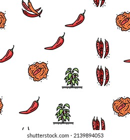 Ilustración De Línea Delgada Del Vector Vegetable Natural Spicy Chili Spicy