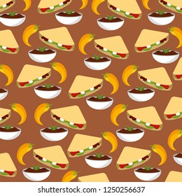 chili with spicy sauce and tacos background