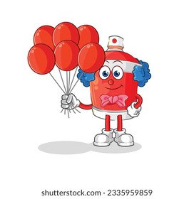 el payaso chili spray con globo vectorial. personaje de caricatura