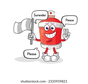 el spray de chile contiene una mascota de la bandera de la rendición. vector de dibujos animados