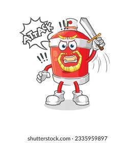 the chili spray knights attack with sword. cartoon mascot vector