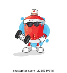 the chili spray lifting dumbbell vector. cartoon character
