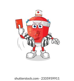 the chili spray referee with red card illustration. character vector