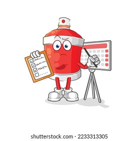 the chili spray schedule list vector. cartoon character