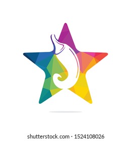 Chili and star vector logo design. Hot food logo concept vector. Hot chili icon symbol.