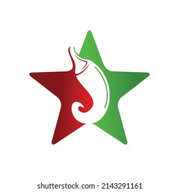Chili and star vector logo design. Hot food logo concept vector. Hot chili icon symbol.