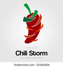 CHILI STORM LOGO COMPANY FOOD TEMPLATE EMBLEM BUSINESS SIGN SYMBOL