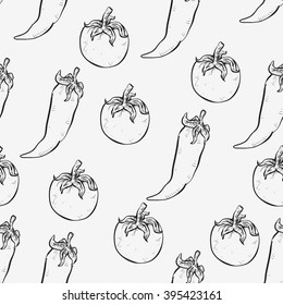 chili and tomato seamless pattern