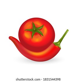 Chili Tomato Vector 3d Realistic 