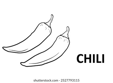 chili vector with black and white line art