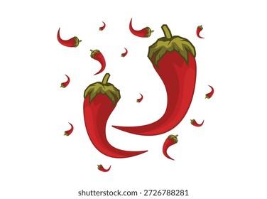 Ilustración vectorial de chile aislado en el fondo blanco recomendado para el logotipo del Anuncio caliente