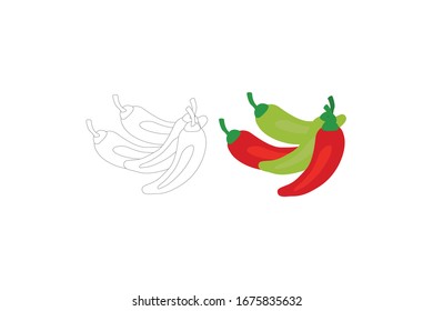 Ilustración Del Vector Chili De Un Conjunto Vegetable