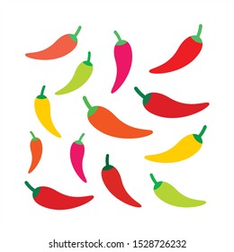 Chili vector with various colors and sizes