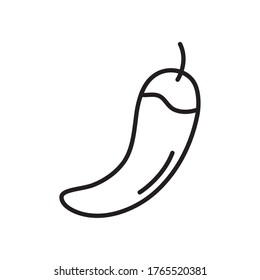 chili vegetable icon over white background, line style, vector illustration
