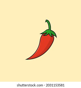 chili vegetable isolated vector illustration cartoon style. can use for vegetarian diet design of poster, banner, flyer, pamphlet, leaflet, brochure, catalog, food menu, web, site, website
