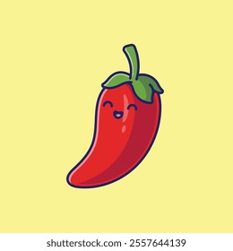 Chili vegetable smiling face mascot cartoon illustration