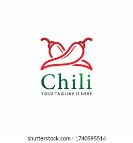 Plantilla de diseño del logotipo de las verduras de chile, plantilla del logotipo de los alimentos de la naturaleza de la granja