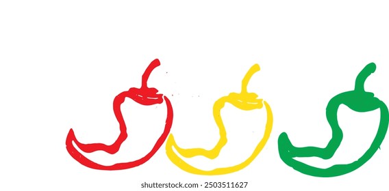 Chilies tri color red green and yellow version vector