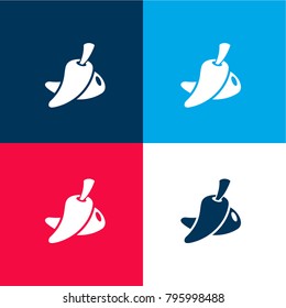 Chilis of Mexico typical hot flavors four color material and minimal icon logo set in red and blue