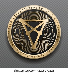 Chiliz (CHZ) cryptocurrency golden coin isolated in transparent background. Virtual currency token symbol vector illustration based on cryptography and block chain technology.