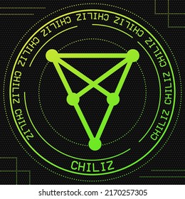 Chiliz CHZ vector symbol with cryptocurrency themed background design. Blockchain currency modern banner. Vector illustration banner.