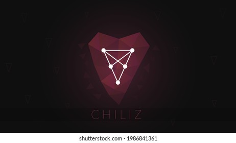 Chiliz cryptocurrency colorful gradient logo with polygonal shape on dark background.