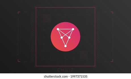 Chiliz criptodivisa color gradiente logotipo. Fondo oscuro con una decoración de líneas finas.