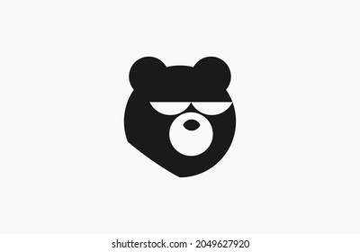 Chill Bear Wear Glasses Icon Brand Logo Vector Silhouette