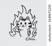Chill cat, meme illustration eps