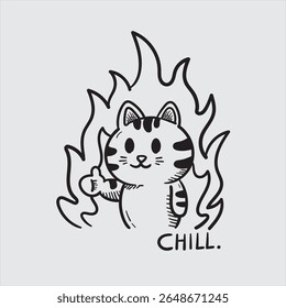 Chill cat, meme illustration eps