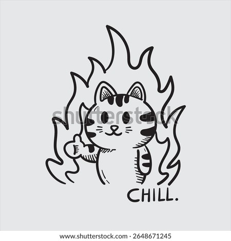 Chill cat, meme illustration eps
