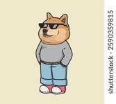Chill Dog, Chill Guy Meme Sticker Vector Cute Illustration