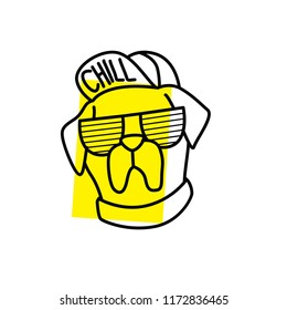 Chill dog shutter shades monoline t shirt design