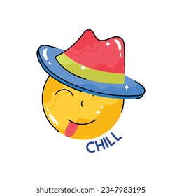 Chill doodle vector outline Sticker. EPS 10 file