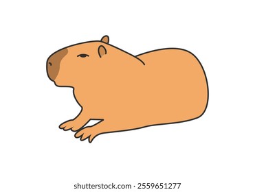 Chill guy capybara cartoon. Capybara relaxing. Largest living rodent, from South America. Hydrochoerus vector illustration