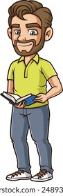 Chill guy reading book vector illustration