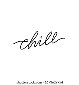Chill-hand-Schrift, durchgehende Linienzeichnung, kleine Tätowierung, Kleidungsabdruck, T-Shirt, Emblem oder Logo-Design, eine einzelne Linie auf weißem Hintergrund, einzelne Vektorillustration-Illustration.