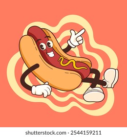 CHILL HOTDOG VINTAGE MASCOT CHARACTER ILLUSTRATION