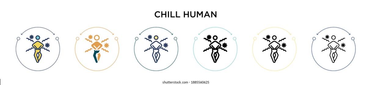 Chill human icon in filled, thin line, outline and stroke style. Vector illustration of two colored and black chill human vector icons designs can be used for mobile, ui, web